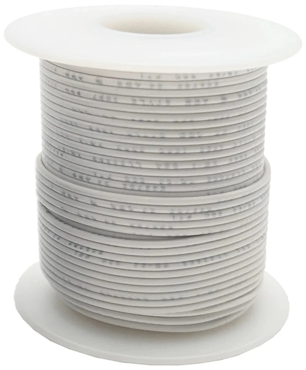 100 Feet White 24 Gauge Stranded Hook-Up Wire, Tinned Copper, PVC Insulation (Shade May Vary), 300 Volts