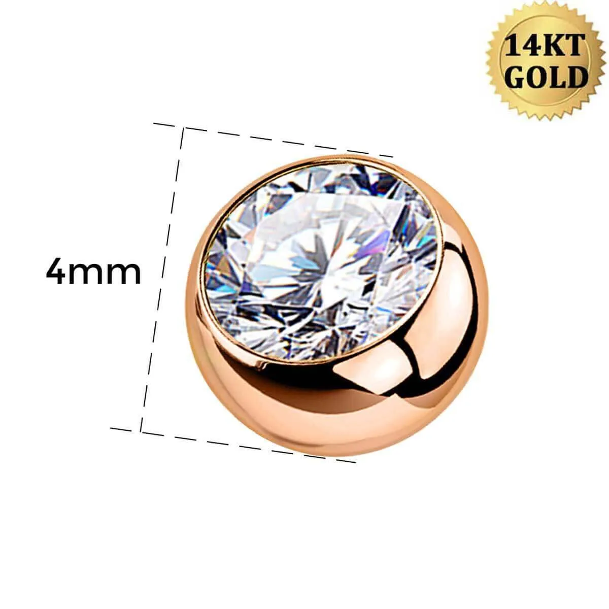 14K Rose Gold Replacement Ball 14G Belly Ring Ball