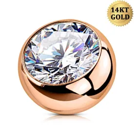 14K Rose Gold Replacement Ball 14G Belly Ring Ball
