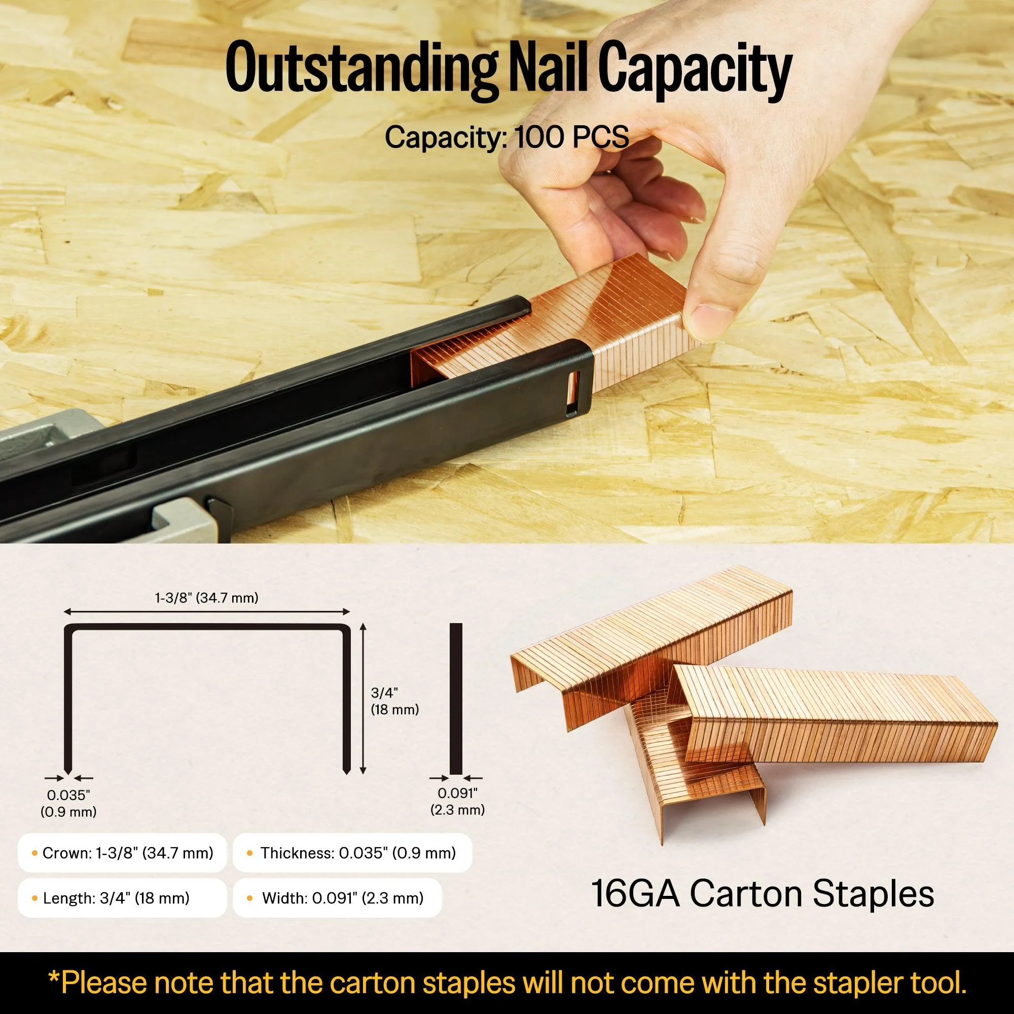 16 Gauge 1-3/8'' Crown 3/4'' Leg Length Manual Carton Closing Stapler - Model HB3518