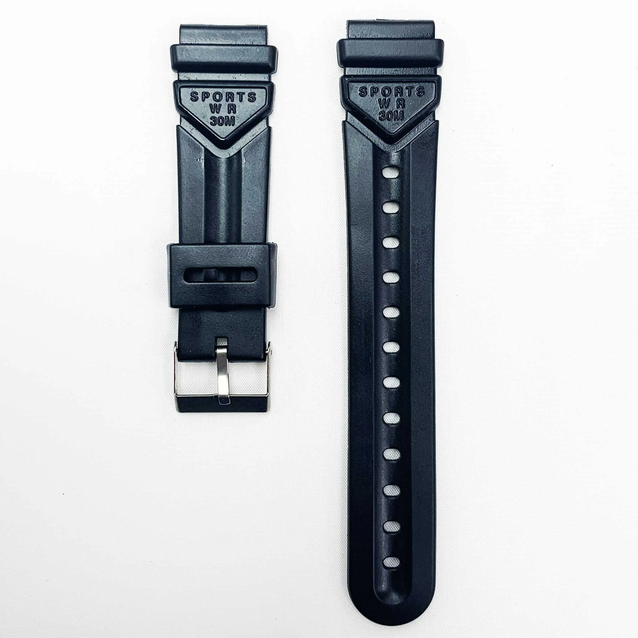 18MM PVC Plastic Watch Band Black WR 30M for Casio Timex Seiko Citizen Iron Man Watches
