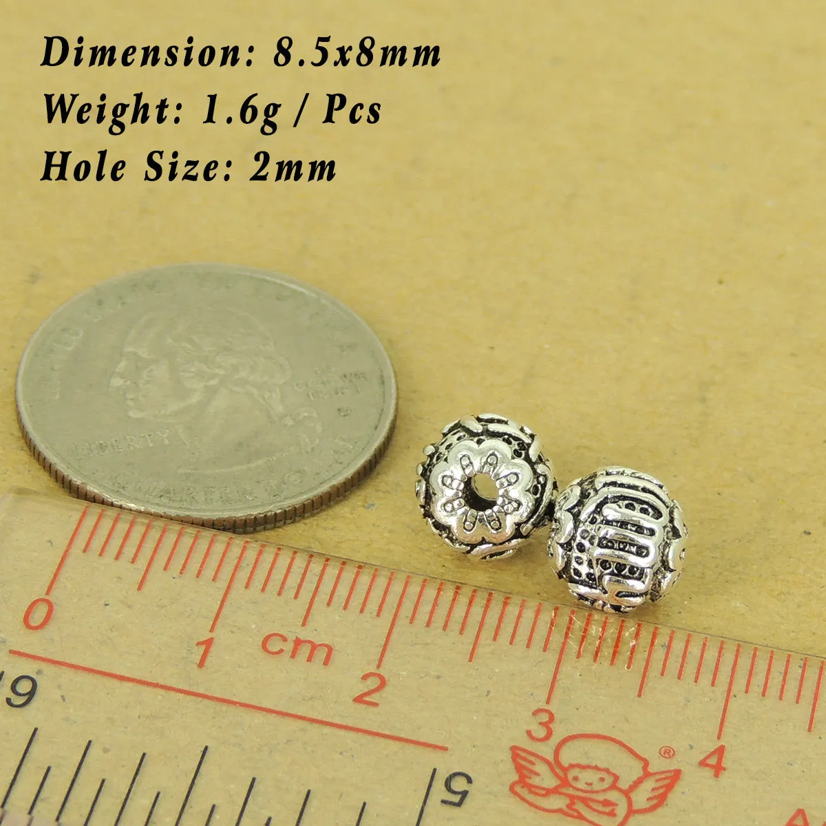 2 Pcs Sterling Silver OM Beads Buddhism Vintage DIY Jewelry Making WSP512X2 Wholesale: See Discount Coupons in Item Details