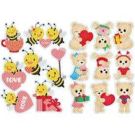 2 Sheets Diamonds Painting Sticker Crafts DIY Art Cartoon Paster Home Decoration