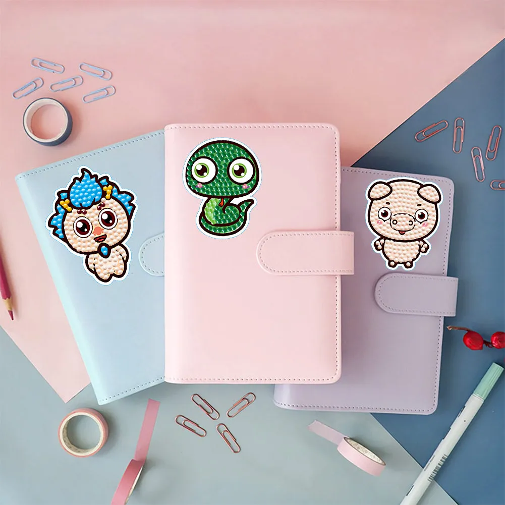 2 Sheets Diamonds Painting Sticker Crafts DIY Art Cartoon Paster Home Decoration