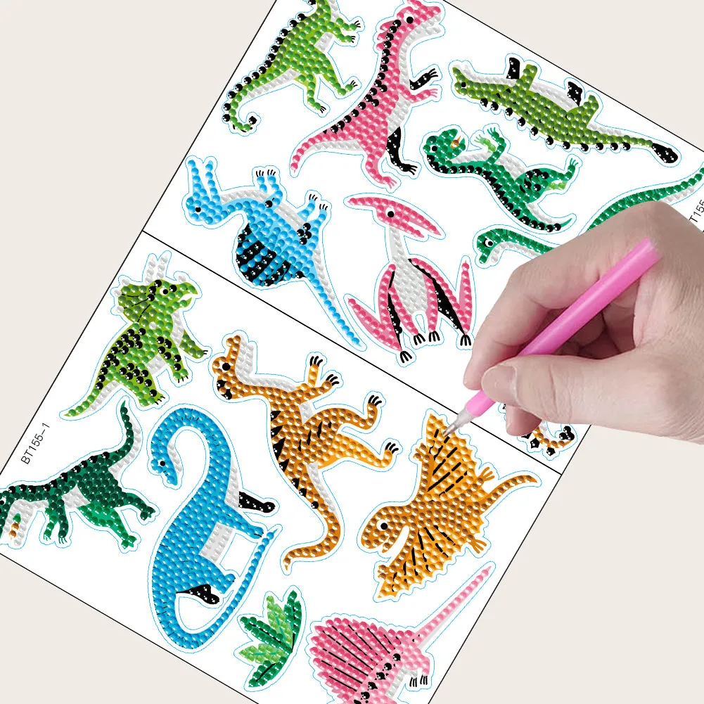 2 Sheets Diamonds Painting Sticker Crafts DIY Art Cartoon Paster Home Decoration
