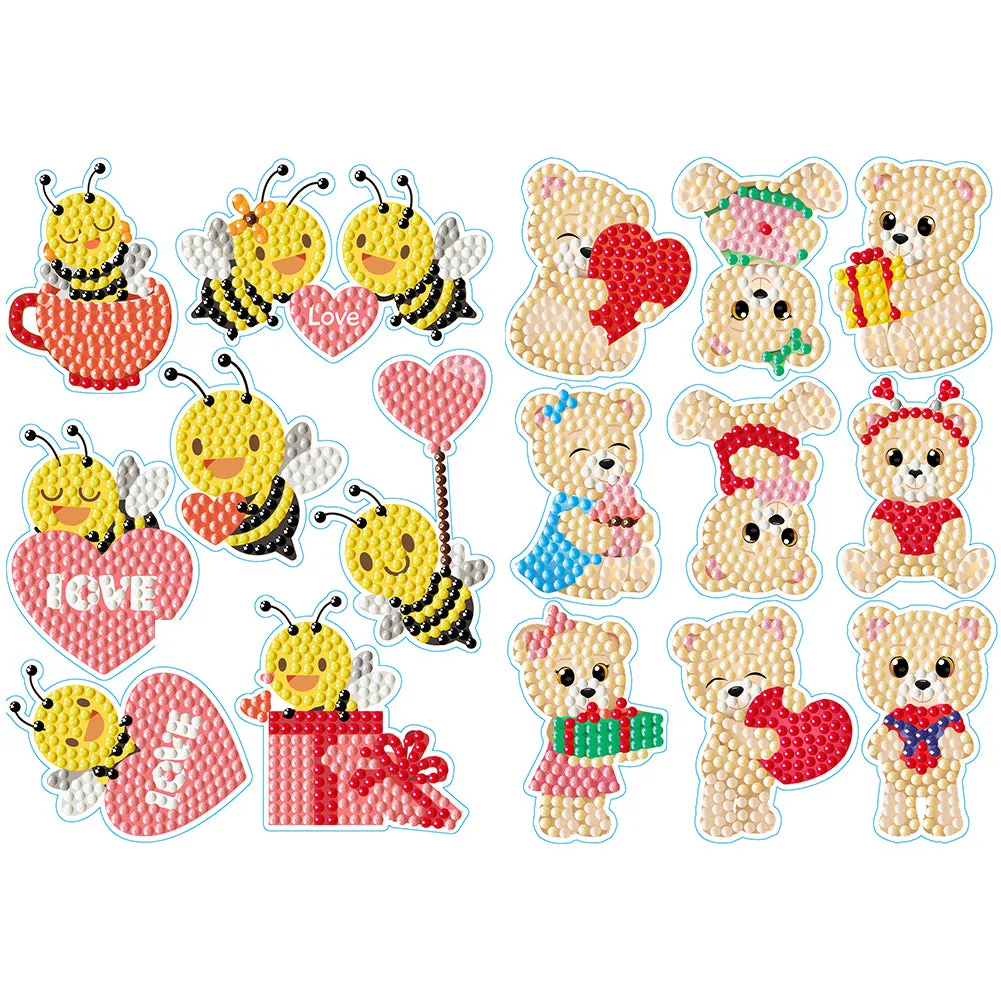 2 Sheets Diamonds Painting Sticker Crafts DIY Art Cartoon Paster Home Decoration