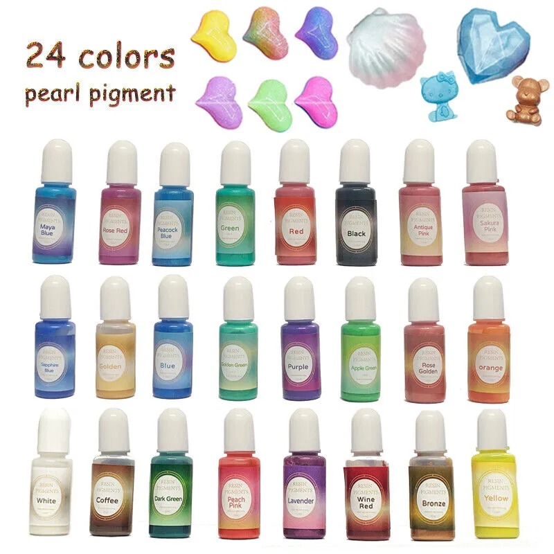 24PCS Resin Liquid Pigment Colorant | Pearl Coloring Dye | Epoxy Resin Colorant | DIY