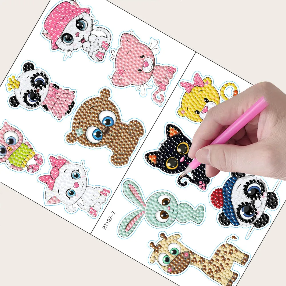 2pcs Diamond Mosaic Sticker Art Crafts Animal DIY Cartoon Stickers Children Gift