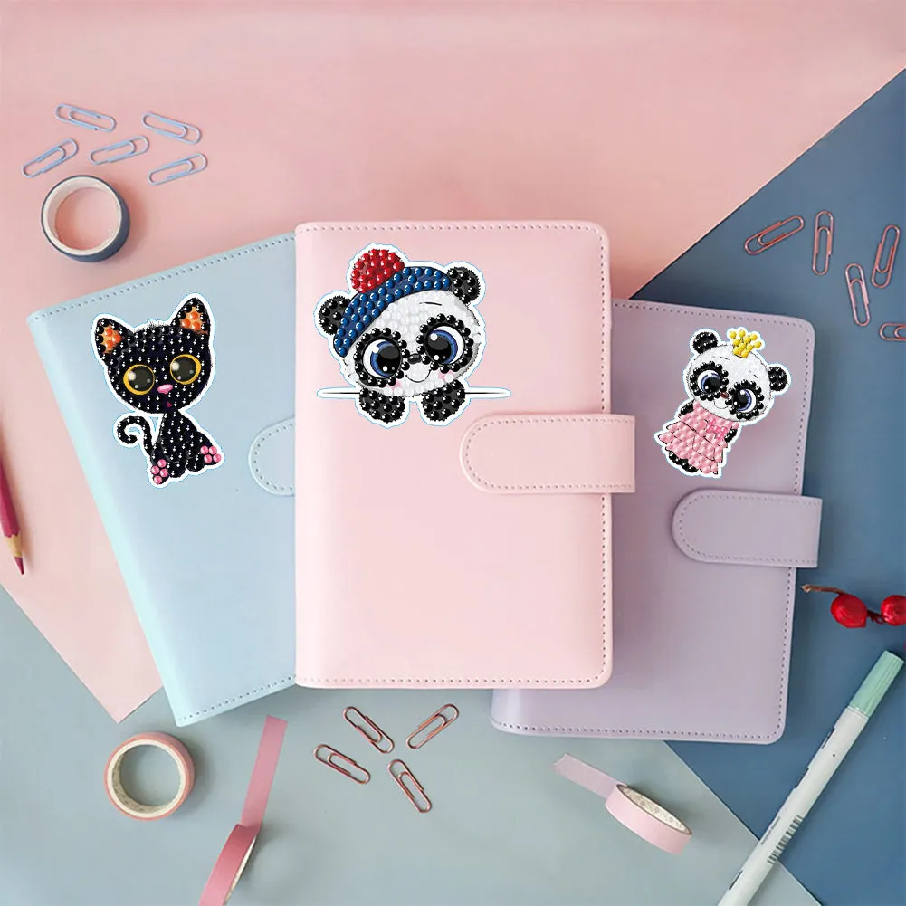 2pcs Diamond Mosaic Sticker Art Crafts Animal DIY Cartoon Stickers Children Gift