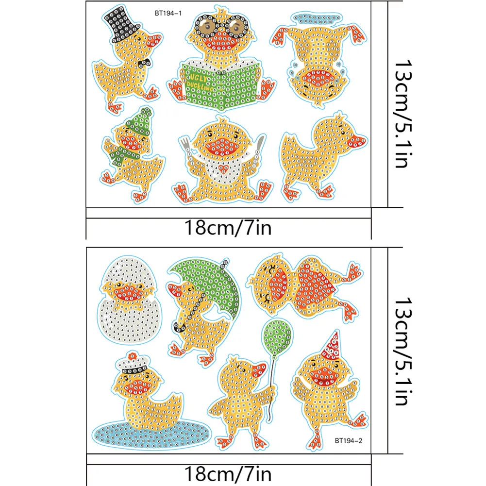 2pcs Diamond Mosaic Sticker Art Crafts Animal DIY Cartoon Stickers Children Gift