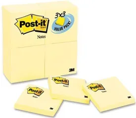 3M Original Notes 3 X 3 Canary Yellow 24 90-Sheet Pads/Pack