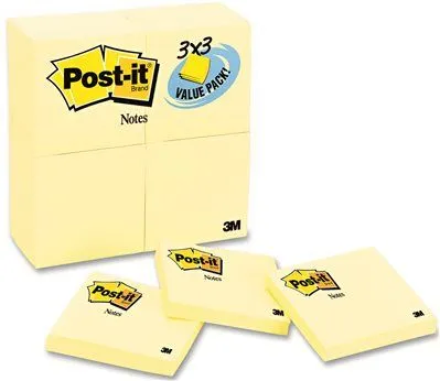 3M Original Notes 3 X 3 Canary Yellow 24 90-Sheet Pads/Pack