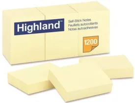 3M Self-Stick Pads 1-1/2 X 2 Yellow 100 Sheets/Pad 12 Pads/Pack