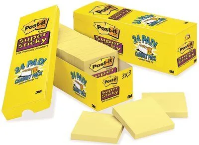 3M Super Sticky Notes 3 X 3 Canary Yellow 24 90-Sheet Pads/Pack