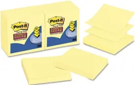3M Super Sticky Pop-Up Refill 3 X 3 Canary Yellow 12 90-Sheet Pads/Pack