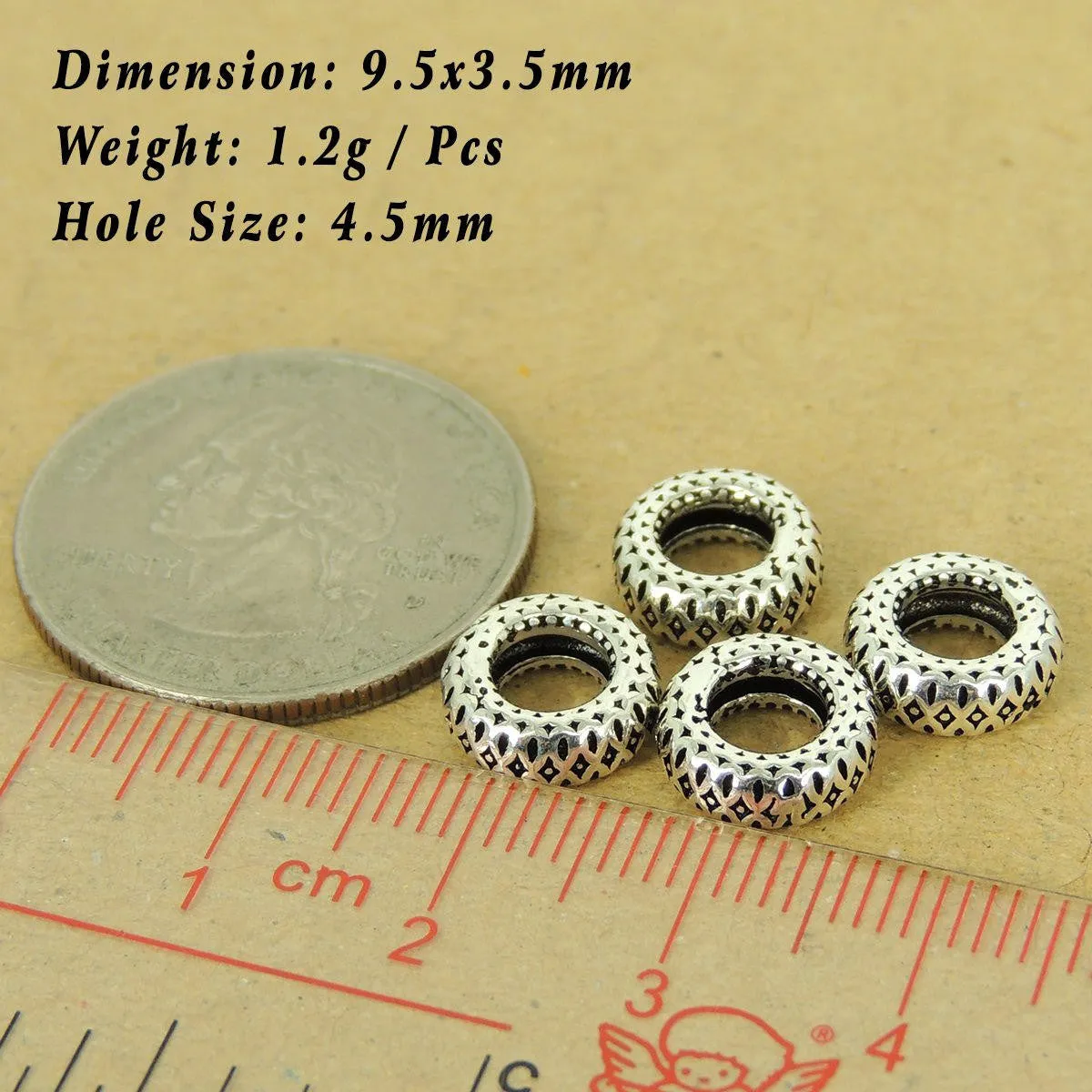 4 Pcs 925 Sterling Silver Spacers Vintage DIY Jewelry Making WSP535X4 Wholesale: See Discount Coupons in Item Details