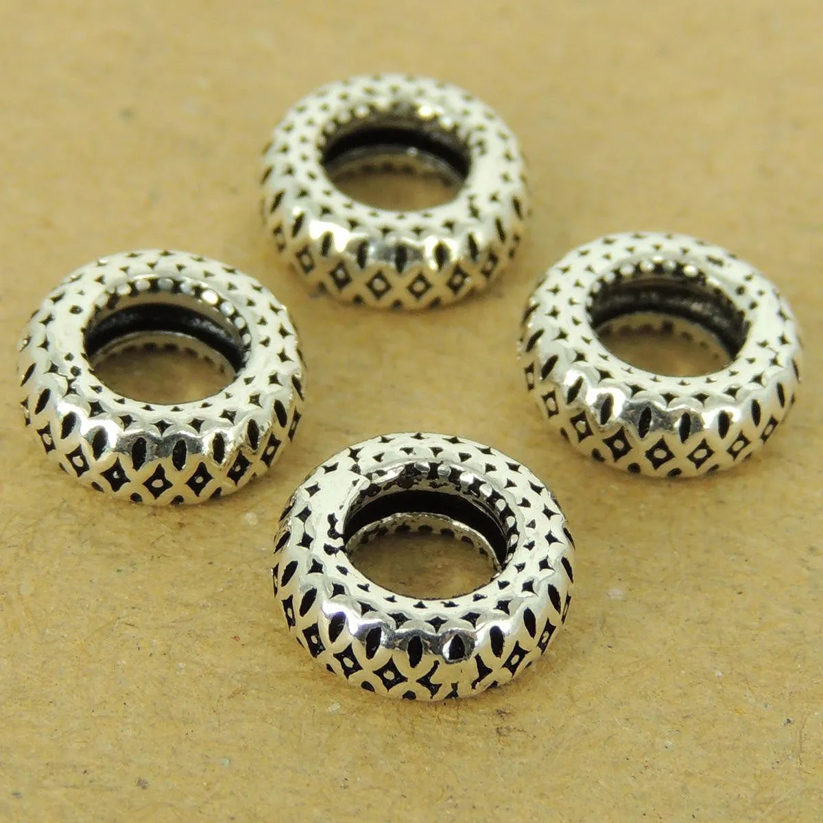 4 Pcs 925 Sterling Silver Spacers Vintage DIY Jewelry Making WSP535X4 Wholesale: See Discount Coupons in Item Details