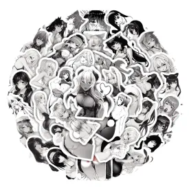 50pcs anime Decal Stickers | Hot girl Waifu stickers Decal Stickers | For  suitcase laptop Car Truck Waterproof Car stickers