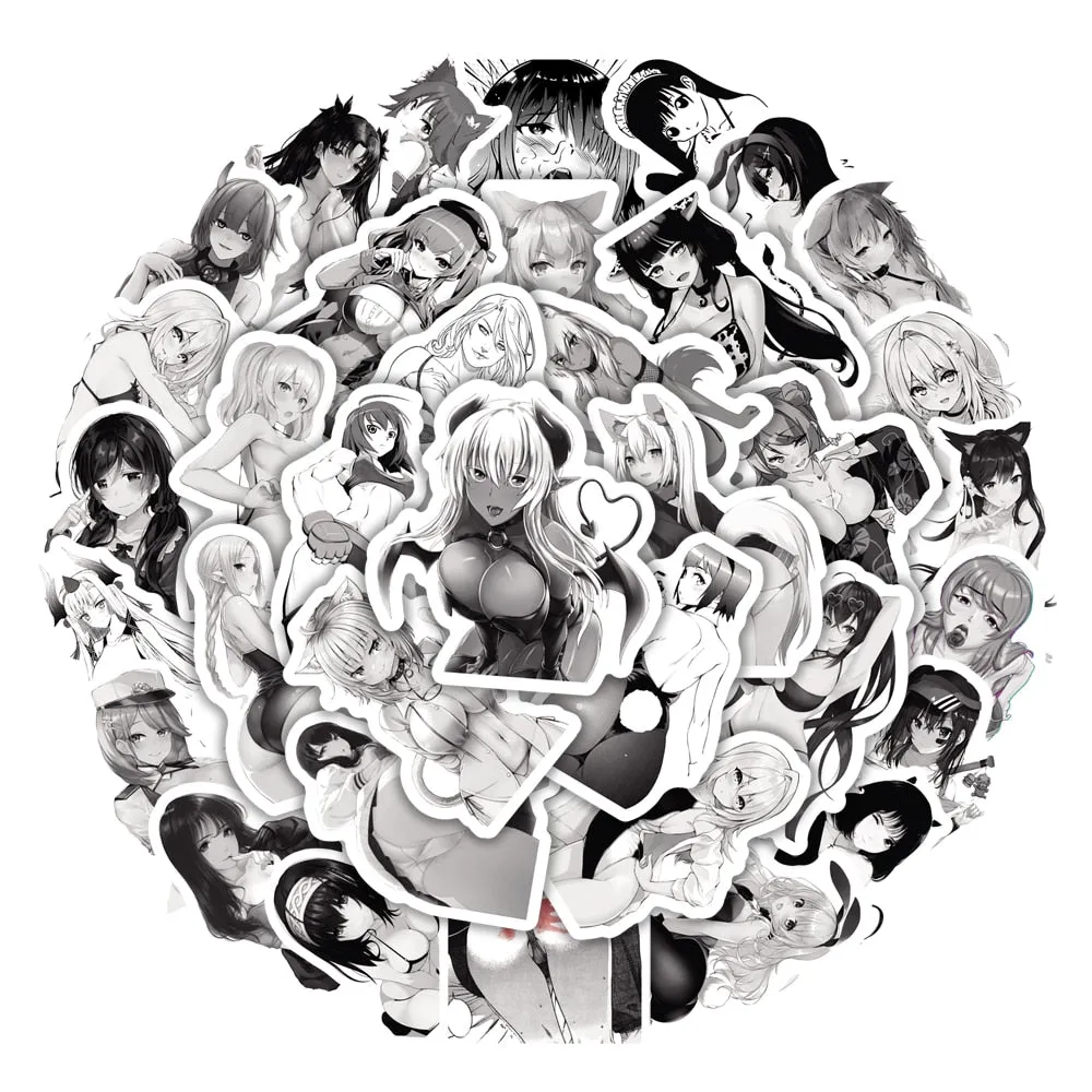 50pcs anime Decal Stickers | Hot girl Waifu stickers Decal Stickers | For  suitcase laptop Car Truck Waterproof Car stickers