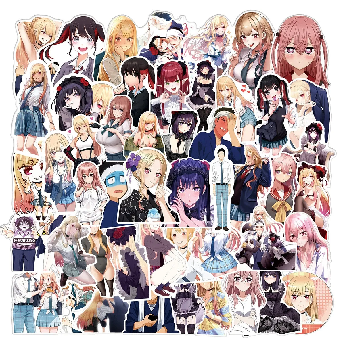 50Pcs Anime My Dress Up Darling Kawaii Stickers | My Dress Up Darling Graffiti Stickers For DIY Luggage Laptop Sticker Room Decor