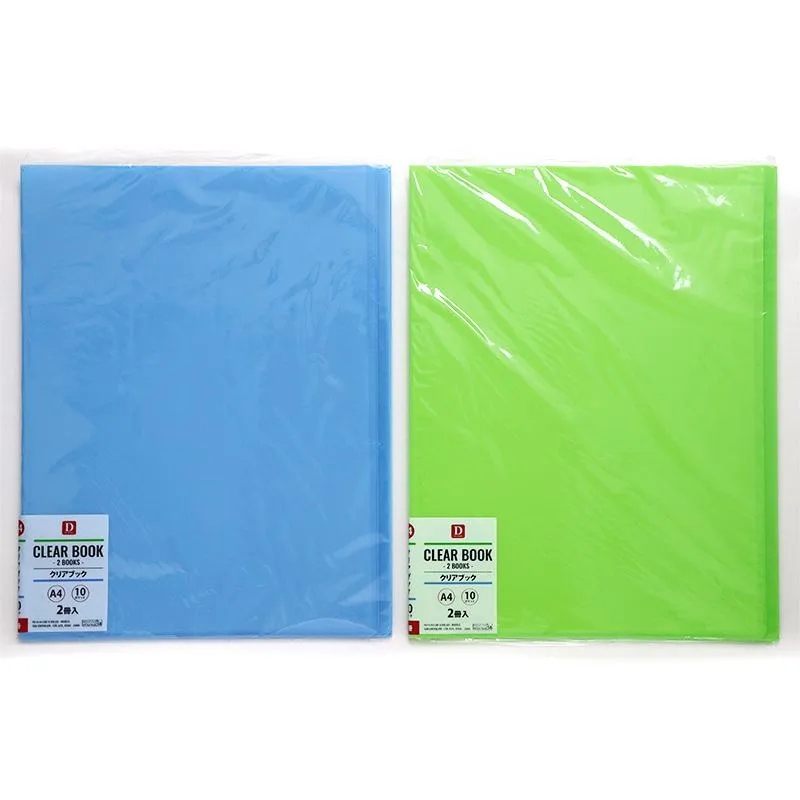 A4 Clear Book with No Spine Label 2 Books Blue/Green