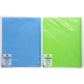 A4 Clear Book with No Spine Label 2 Books Blue/Green