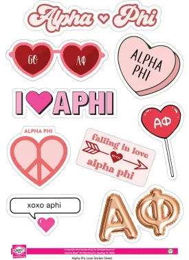 Alpha Phi- Sticker Sheet- Love Theme