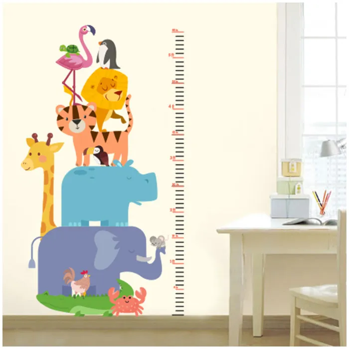 Animals Height Chart Wall Stickers For Kids