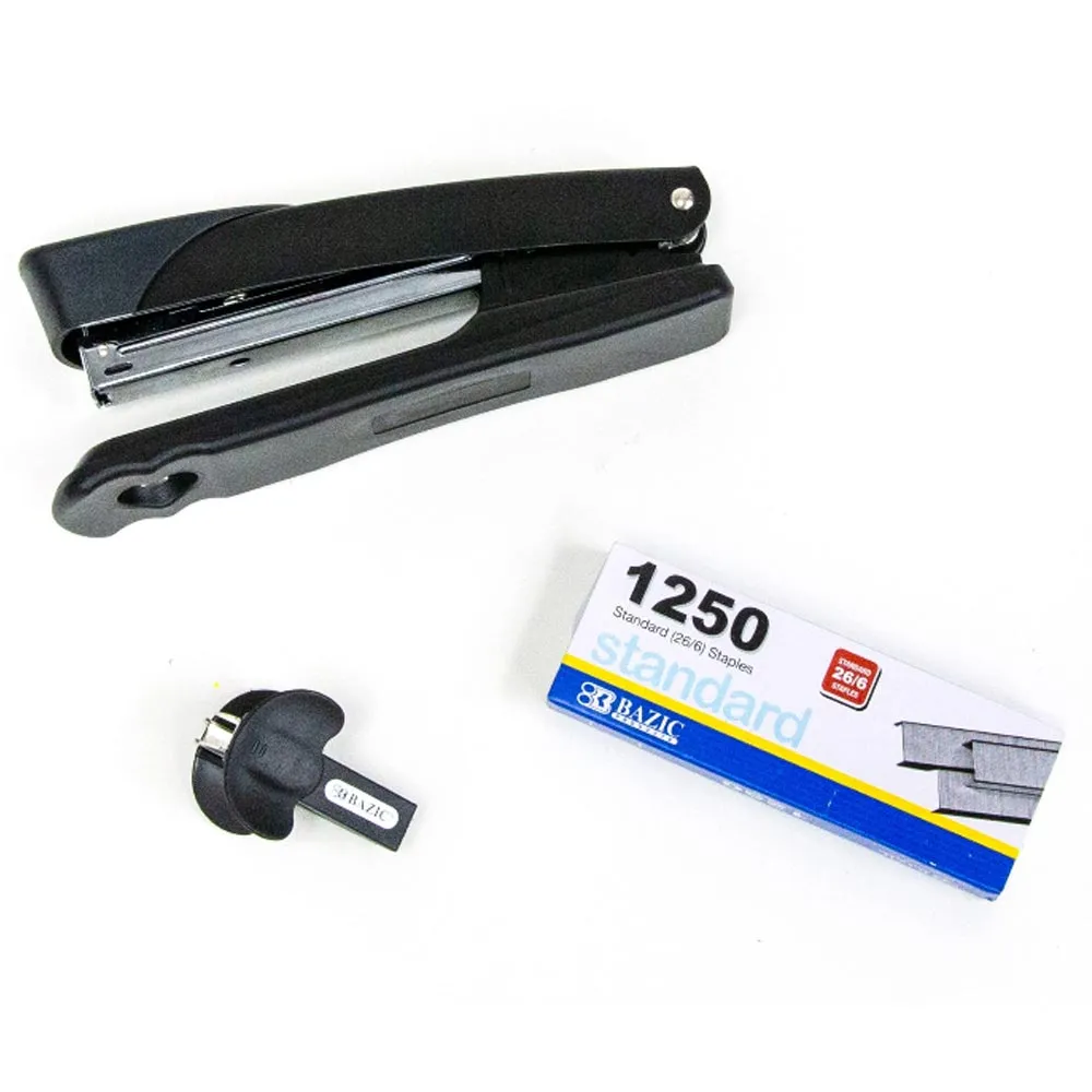 BAZIC Metal Stapler Set Refill Remover Office Desktop 1250 Staples Standard