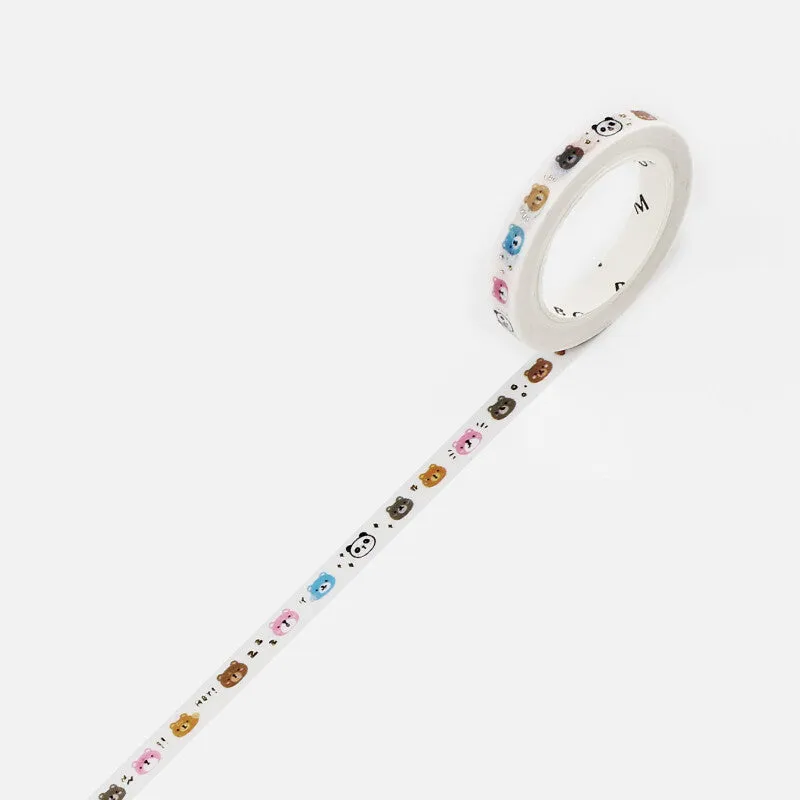 Bear & Panda Bear Slim Washi Tape BGM