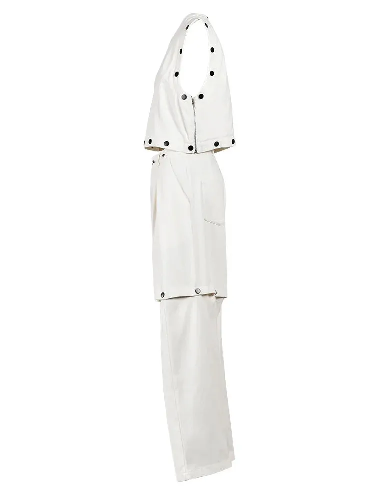 Black Button Pant Set