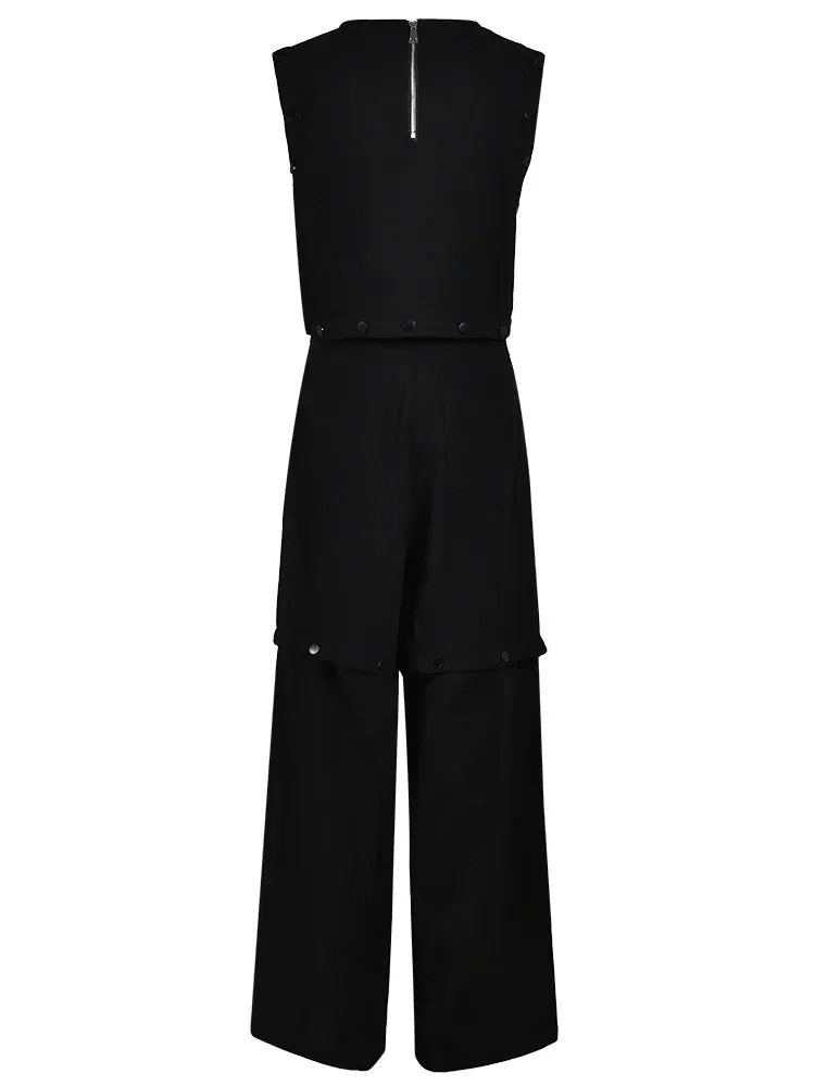 Black Button Pant Set