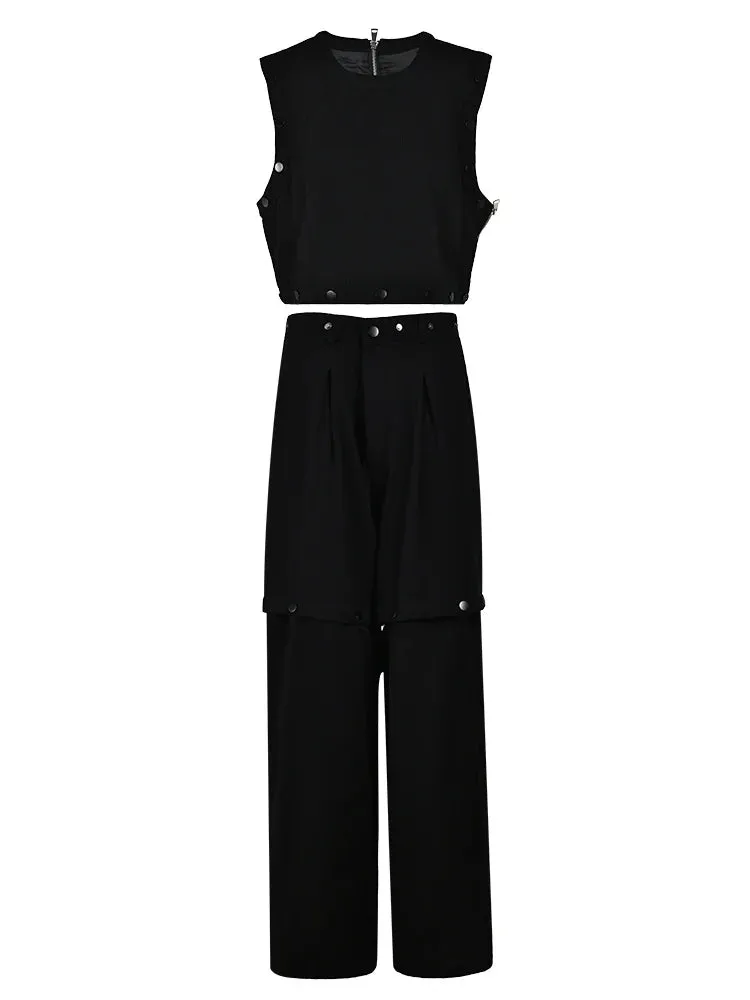Black Button Pant Set
