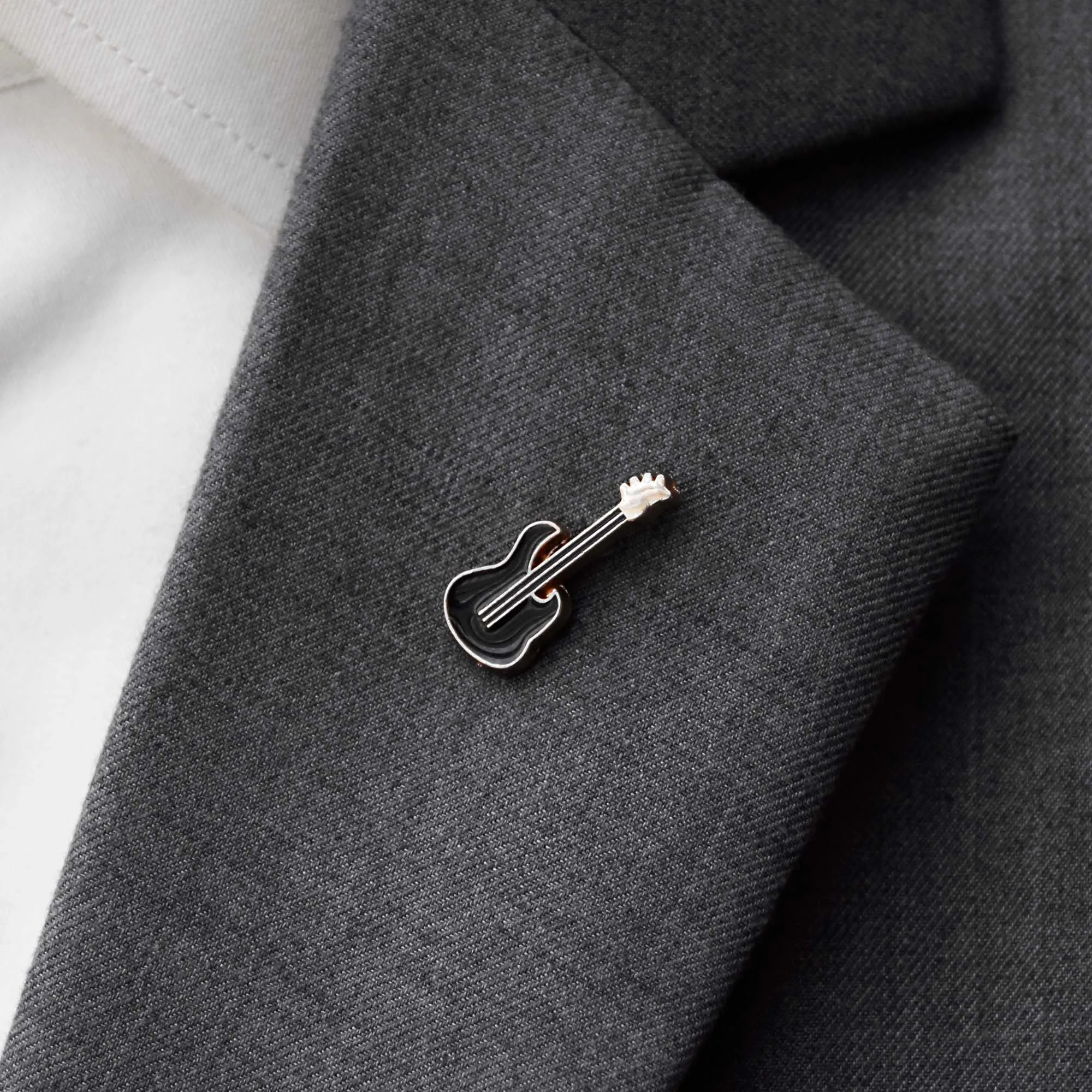 BLACK GUITAR Gunmetal LAPEL PINS