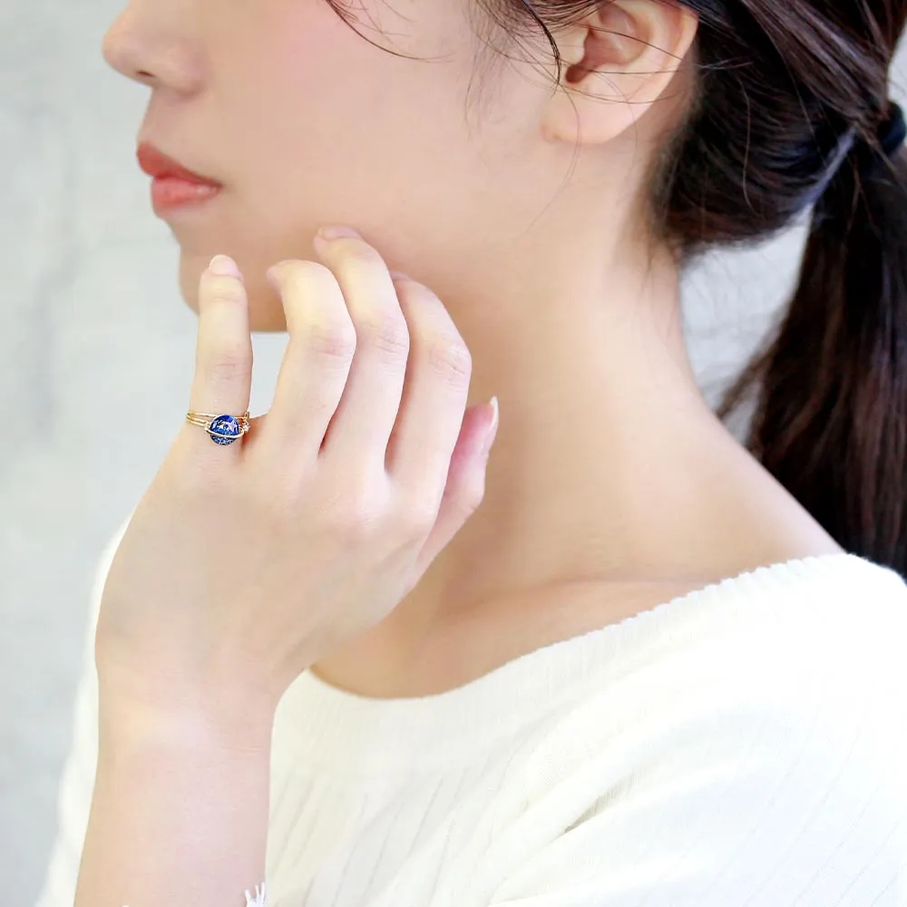 Blue Saturn Ring Set