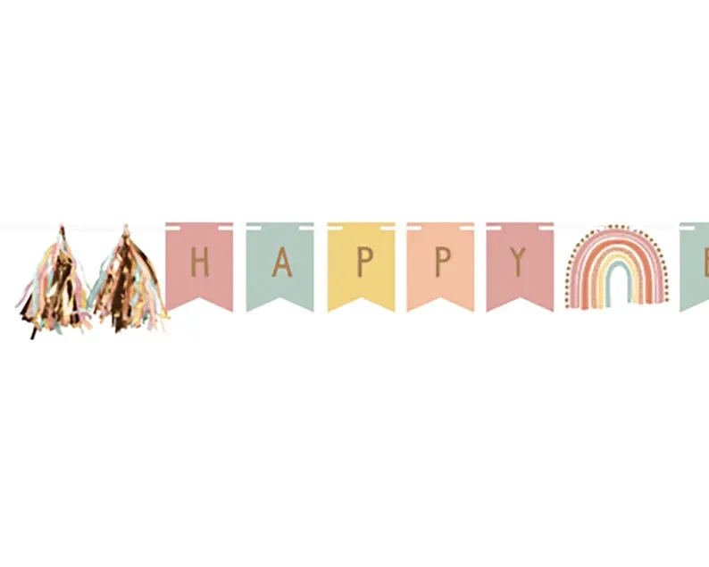 Boho Rainbow Custom Pennant Banner
