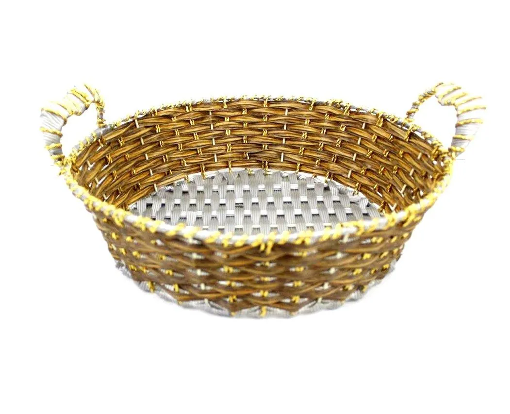 Braided Wedding Gifts or Hamper Packing Big Round Basket with Side Holders
