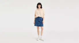 Button Front Mini Skirt