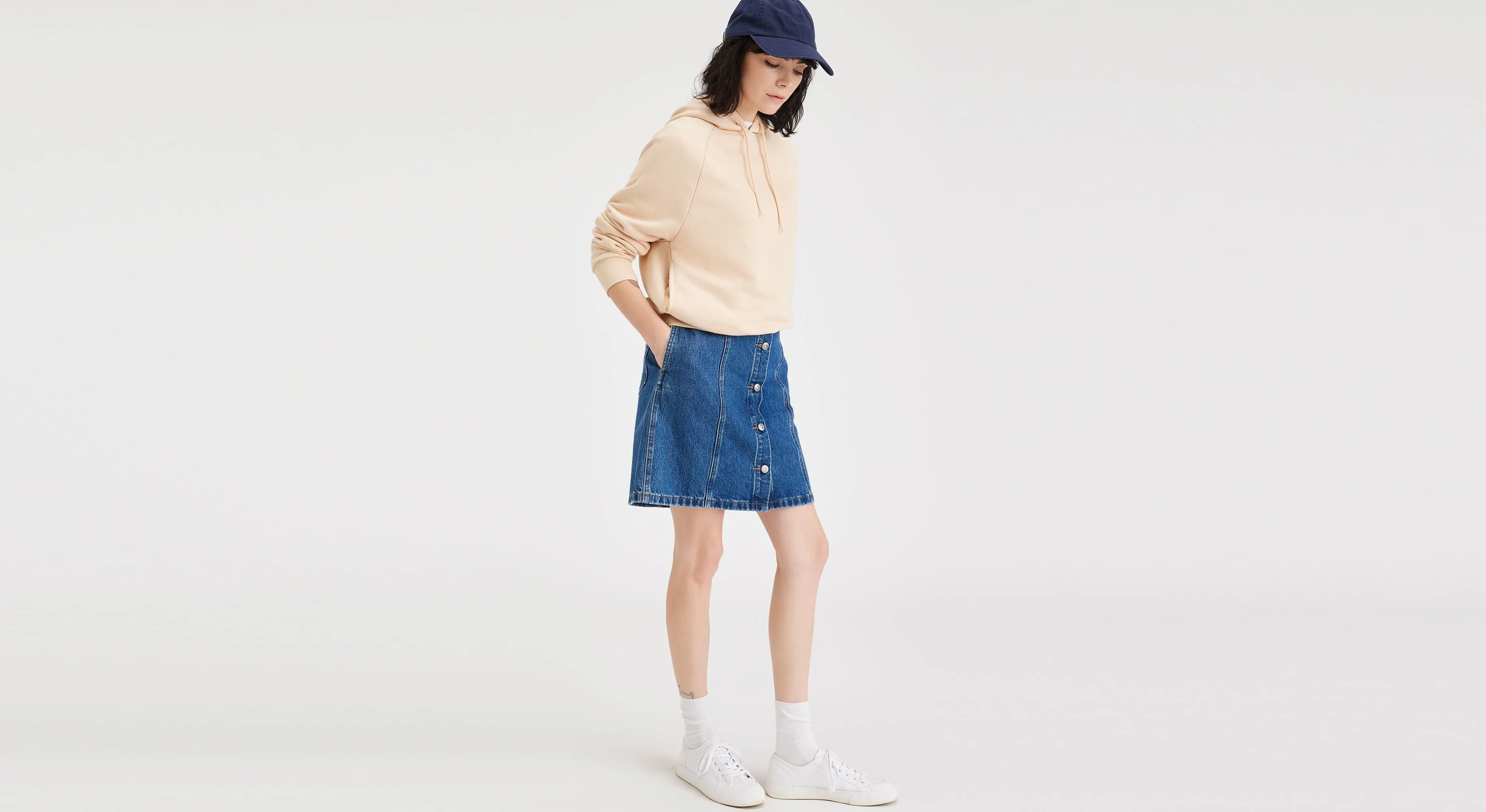 Button Front Mini Skirt