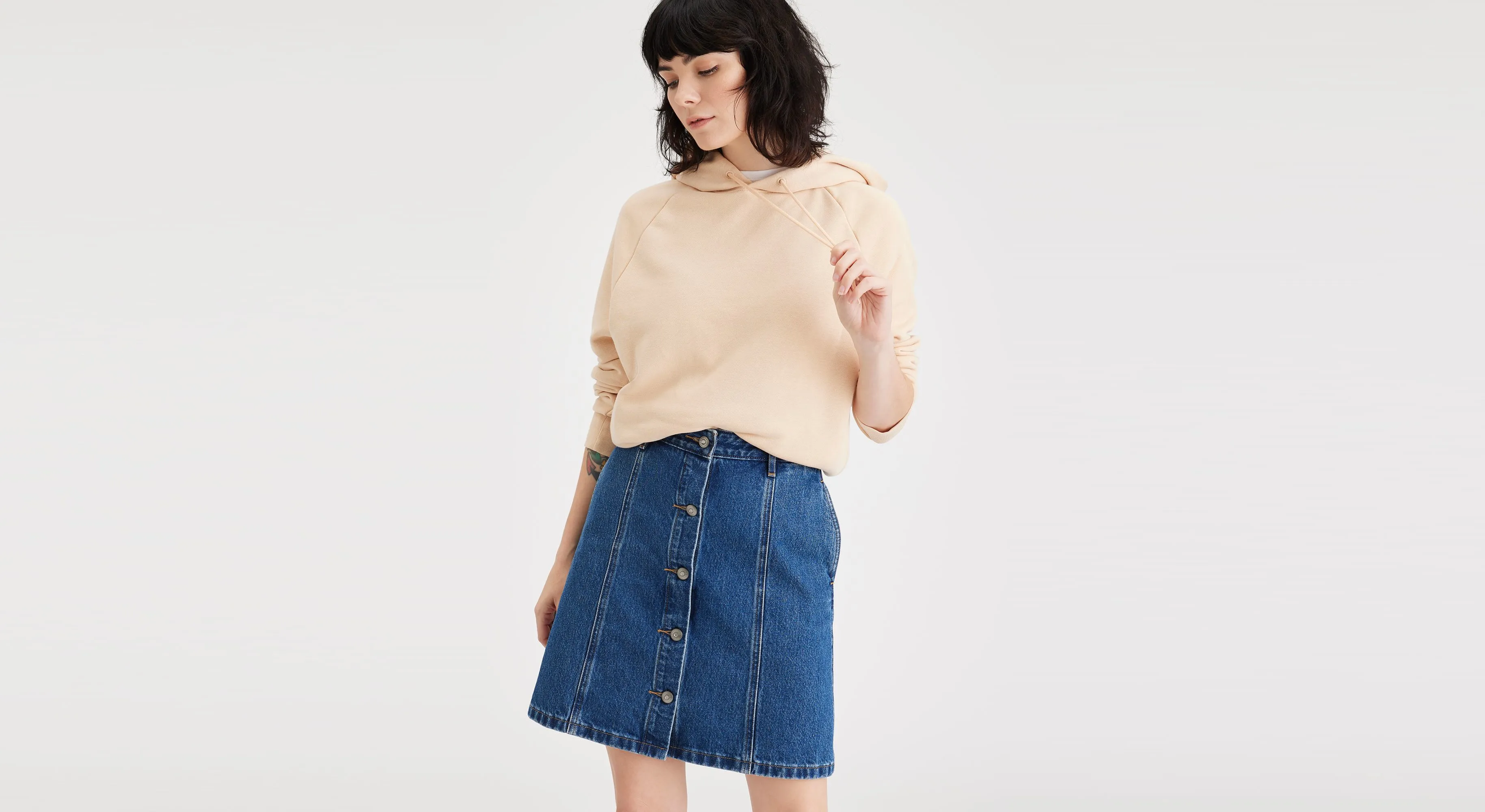 Button Front Mini Skirt