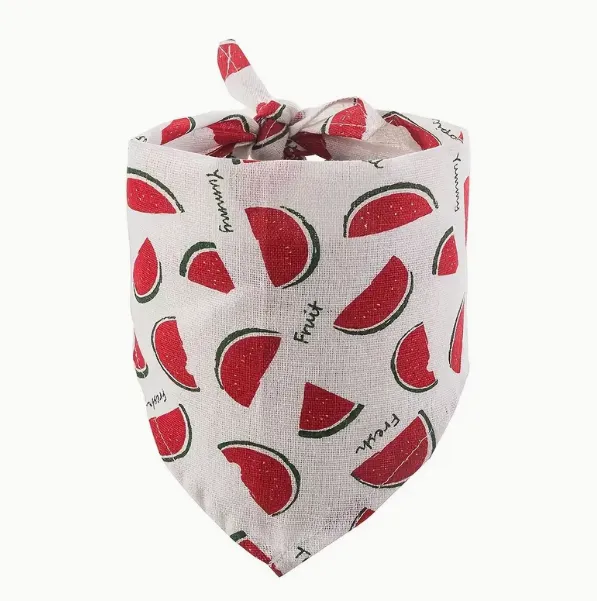 Cartoon Fruit Pattern Towel, Dog/Cat Triangle Scarf (Red)