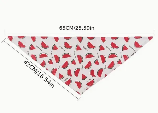 Cartoon Fruit Pattern Towel, Dog/Cat Triangle Scarf (Red)