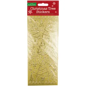 Christmas Outline Stickers Gold - Festive Decorative Adhesive Embellishments Holiday Crafting Scrapbooking Card Making
