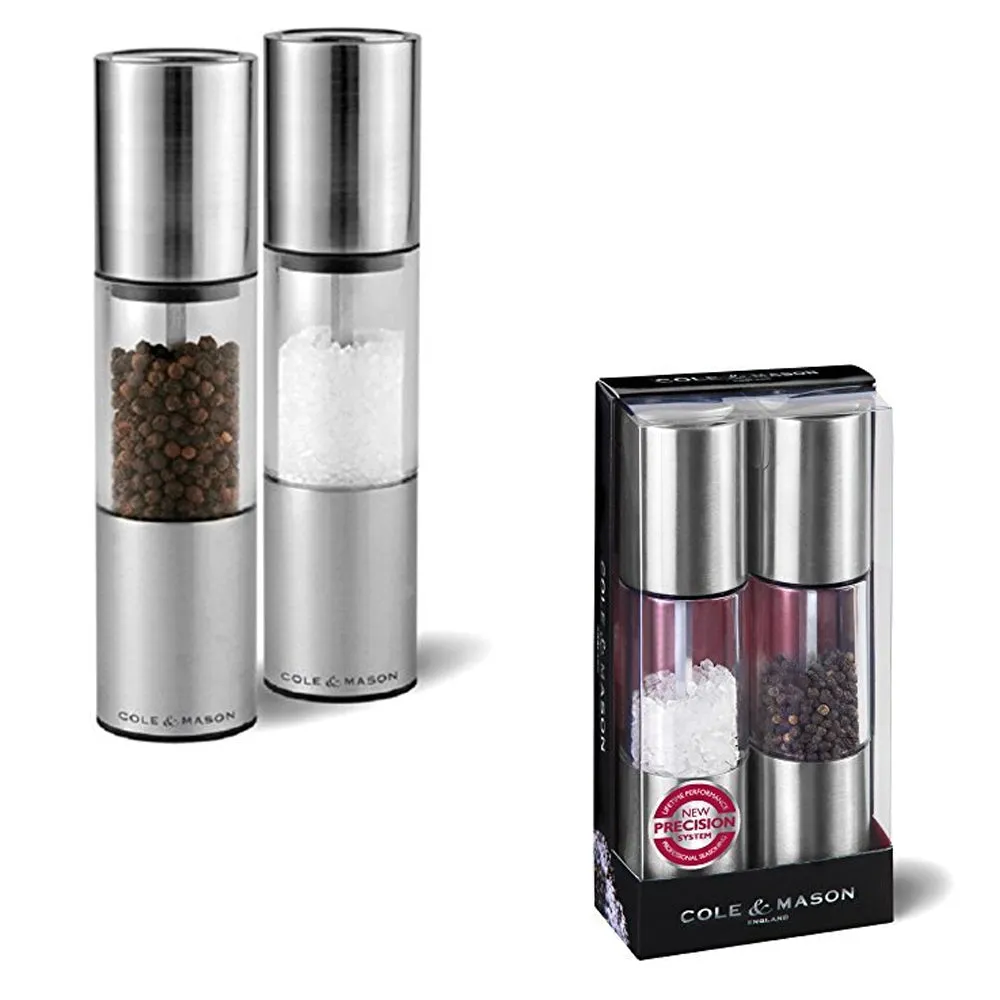 COLE & MASON OSLO SALT   PEPPER SET STAINLESS STEEL