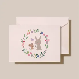 Crane Rabbit & Mouse Note Stationery