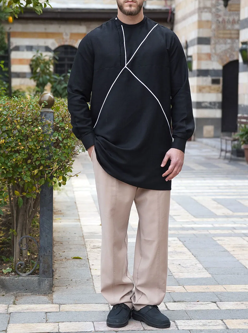 Cross Lines Trim Shirt