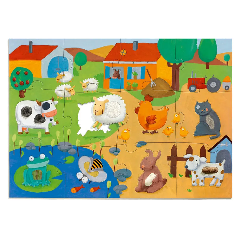 Djeco - Puzzle Giant 20pcs - Tactile Farm