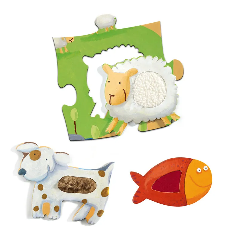 Djeco - Puzzle Giant 20pcs - Tactile Farm