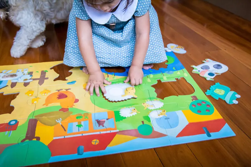 Djeco - Puzzle Giant 20pcs - Tactile Farm