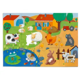 Djeco - Puzzle Giant 20pcs - Tactile Farm